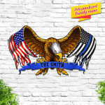 Custom Family Name Police Eagle American Flag Cut Metal Sign HTT03JUN21TT2