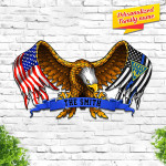 Custom Family Name New Jersey State Police Eagle American Flag Cut Metal Sign HTT03JUN21TT4