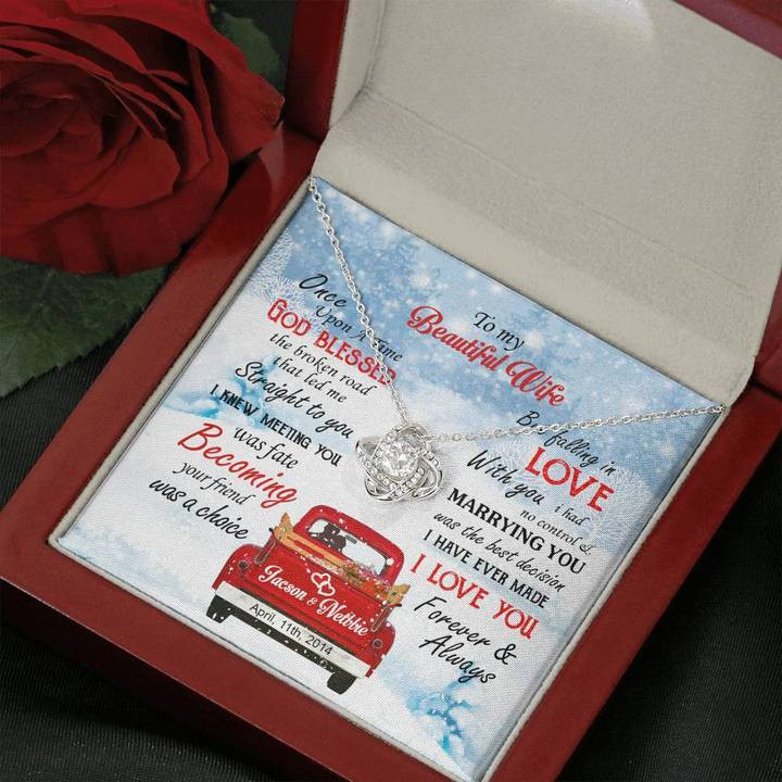 Personalized Gift TO Beautiful WIFE LOVE KNOT NECKLACE hp-22ct1 Dreamship