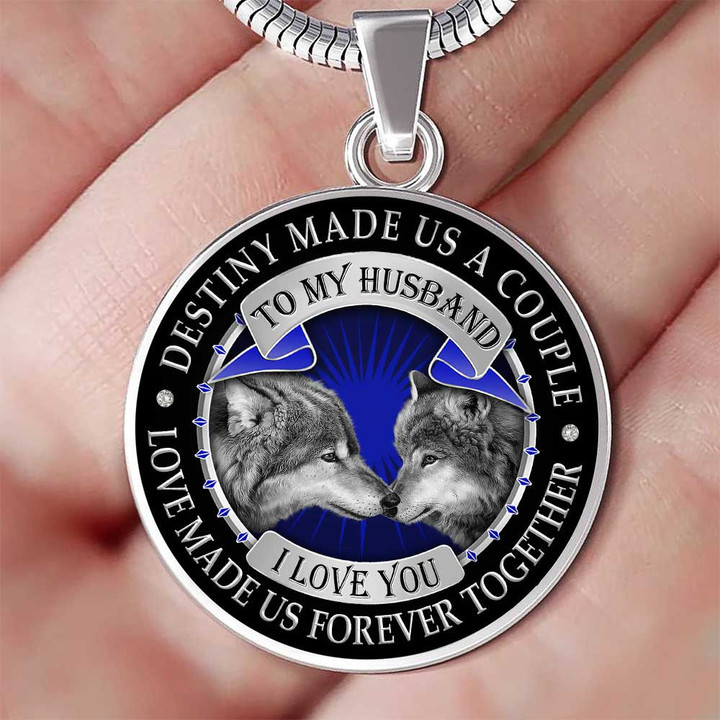 To My Husband Destiny Made Us A Couple Love Made Us Forever Together Wolf Necklace PHT Jewelry ShineOn Fulfillment Luxury Necklace (Silver)