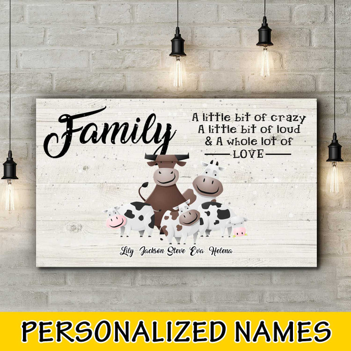 Cow Famlily Personalized five names Canvas Dreamship