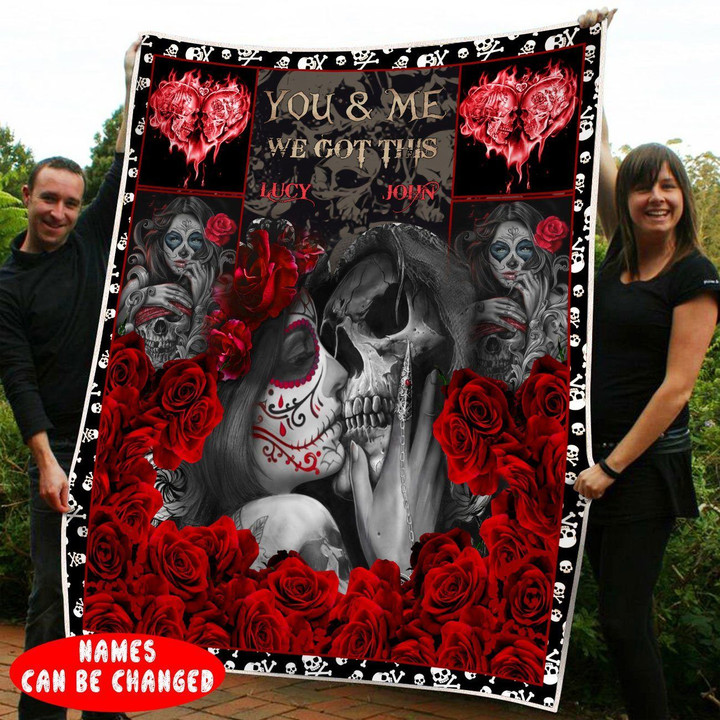 Skull rose Couple Fleece Blanket ntk-21sh004 Dreamship
