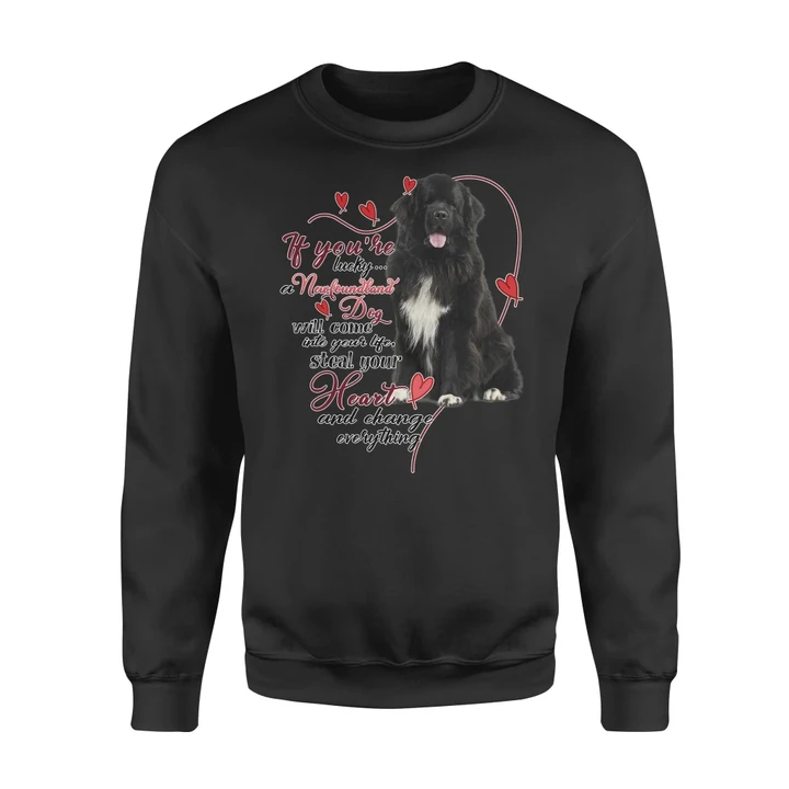 NEWFOUNDLAND DOG Will Come Into Your Life Standard Crew Neck Sweatshirt DHL-VA2D13 Dreamship S Black