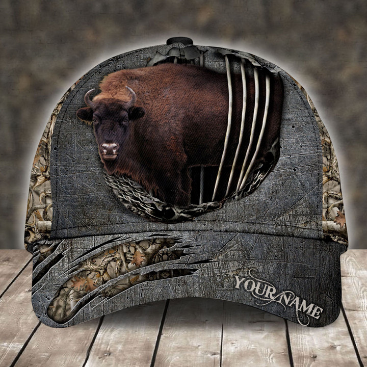 BISON HUNTING CAMO PERSONALIZED CAP