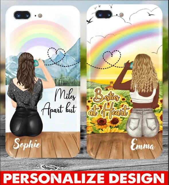 Miles apart but besties at heart Personalized Couple Phonecase nla-24nq003 Phonecase FUEL