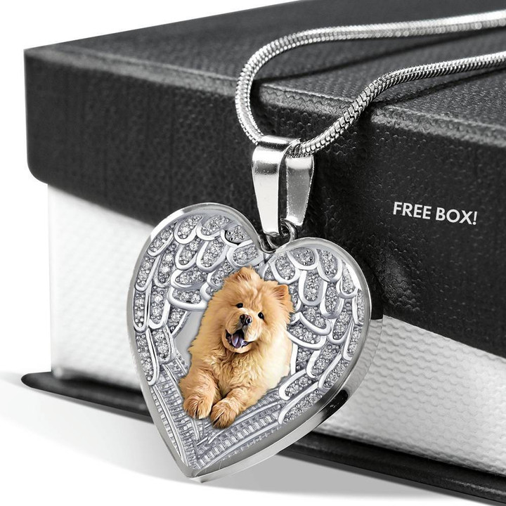 CHOW CHOW Heart Necklace PM-18DT003 Jewelry ShineOn Fulfillment Luxury Necklace (Silver) No