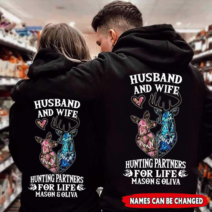 Husband and Wife Hunting partners for life Deer Couple Hoodie NTT-16VN07 Hoodies Dreamship