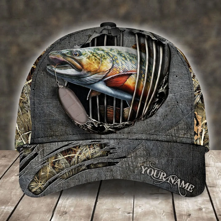 BROOK TROUT FISHING CAMO PERSONALIZED CAP