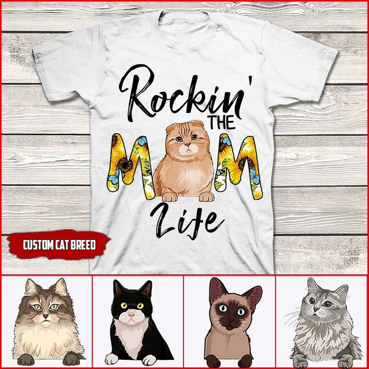 ROCKIN THE CAT MOM LIFE PERSONALIZED T-shirt NTP-16VN017