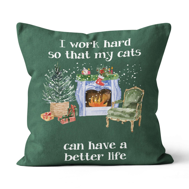 PERSONALIZED CATS BETTER LIFE Canvas Pillow DHL-20TQ001 Dreamship 12x12in