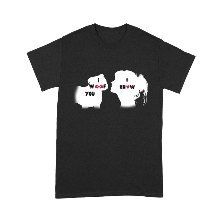 Personalized I Woof You Staffordshire Bull Dog T-shirt Dreamship S Black