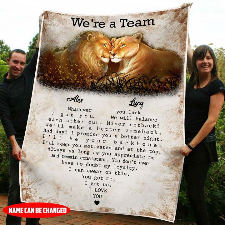 Personalized We're A Team Lion Fleece Blanket NVL-21SH007 Dreamship