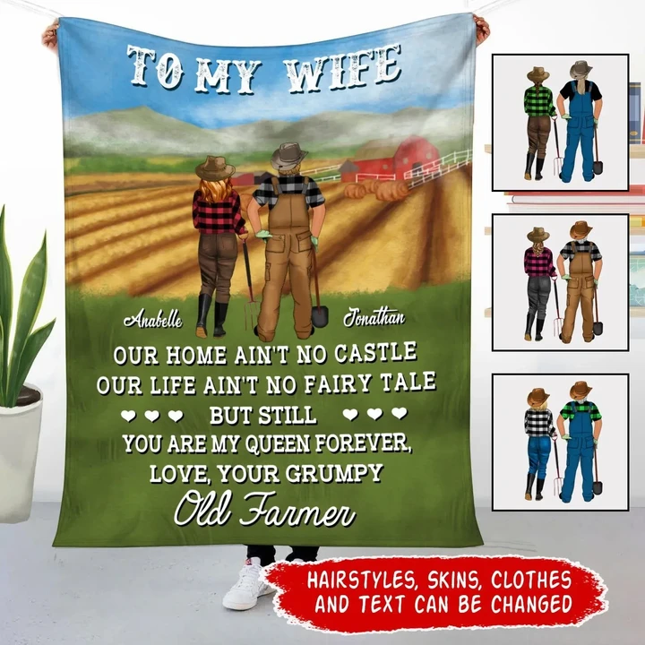 Personalized Fleece Blanket To My Wife Grumpy Old Farmer Dreamship