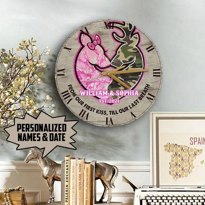 Personalized Till Our Last Breath Deer Wooden Clock NVL-28NQ004