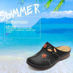 [Women Flower Sandals 2021] ICM™ Summer New Slip On Flower Close Toe Ladies Platform Slides Female Casual Slippers