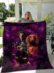 Flower Purple  Dachshund Blanket Quilt | Gifts Dachshund Lovers, Sherpa Fleece Blanket Throw, Home & Living