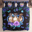 Flower Butterfly Blue Heart Boxer Dog Bedding Set, Duvet cover, 2 Pillow Shams, Comforter, Bed Sheet