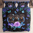 Butterfly Flower Blue Dachshunds Bedding Set | Dachshund Gift, Bedspread, Comforter, Dachshund Duvet cover 2 Pillow shams