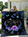 Butterfly Flower Dachshund Blanket Quilt | Gifts Dachshund Lovers, Sherpa Fleece Blanket Throw, Home & Living