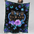 Rottweiler  Quilt Blanket Blue Butterfly, Gifts Dog Cat Lovers, Sherpa Fleece Blanket Throw