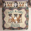 Just A Girl Who Loves Boxers Dog Bedding Set | Boxer Dog Gift, Bedspread, Comforter, Boxer Duvet cover 2 Pillow shams