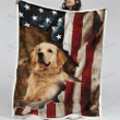GOLDEN RETRIVER Blanket Patriot American Flag | Gifts Dog Lovers, Sherpa Fleece Blanket Throw, Home & Living