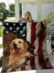 GOLDEN RETRIVER Blanket Patriot American Flag | Gifts Dog Lovers, Sherpa Fleece Blanket Throw, Home & Living