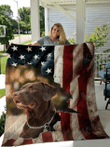 Labrador Retriever Blanket Patriot American Flag | Gifts Labrador Lovers, Sherpa Fleece Blanket Throw, Home & Living