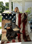 DACHSHUND Blanket Patriot American Flag | Gifts Dog Cat Lovers, Sherpa Fleece Blanket Throw, Home & Living