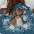 BOXER Blanket Floral [09-B] | | Gifts Dog Cat Lovers, Sherpa Fleece Blanket Throw, Home & Living