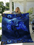 DRAGON - Blanket Blue [10-B] | Sherpa Fleece Blanket Throw, Home & Living, Dragon Quilt Blanket, Dragon Lovers