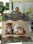 Cat Blanket Mandala [10-D] | | Gifts Cat Lovers, Sherpa Fleece Blanket Throw, Cat Quilt