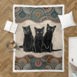 Black Cat Mandala Blanket Quilt [10-D] |  Gifts Cat Lovers, Sherpa Fleece Blanket Throw, Cat Quilt