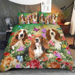 BASSET HOUND-BEDDING SET BEAUTIFUL FLOWER [ID3-D] | Duvet cover, 2 Pillow Shams, Comforter, Bed Sheet