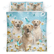 Labrador Bedding Set White Daisy [ID3-A] | Duvet cover, 2 Pillow Shams, Comforter, Bed Sheet
