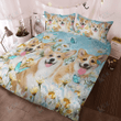 Corgi Bedding Set White Daisy [ID3-A] | Duvet cover, 2 Pillow Shams, Comforter, Bed Sheet