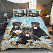 Rottweiler Bedding Set White Daisy [ID3-A] | Duvet cover, 2 Pillow Shams, Comforter, Bed Sheet