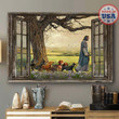 Dachshund Peaceful Life Surround God Window Canvas | Framed, Best Gift, Pet Lover, Housewarming, Wall Art Print, Home Decor [ID3-T]