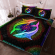 Dolphin Mandala Colorful Quilt Bedding Set, Quilt, 2 Pillow covers, Comforter, Bed Sheet Set, Dolphin lover Gift