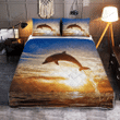 Dolphin Sunrise Quilt Bedding Set, Quilt, 2 Pillow covers, Comforter, Bed Sheet Set, Dolphin lover Gift
