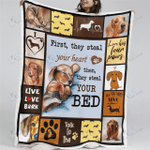 First They Steal Your Heart Dachshund Blanket Quilt | Gifts Dachshund Lovers, Sherpa Fleece Blanket Throw, Home & Living