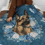 GERMAN SHEPHERD Blanket Floral [09-B] | | Gifts Dog Cat Lovers, Sherpa Fleece Blanket Throw, Home & Living