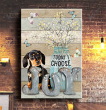 DACHSHUND - CANVAS Today I Choose JOY [11-B] | Framed, Best Gift, Pet Lover, Housewarming, Wall Art Print, Home Decor