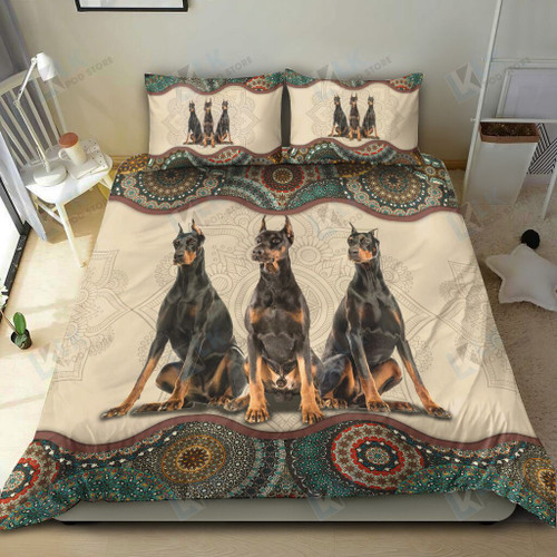 DOBERMAN Bedding Set [10-N] | Duvet cover, 2 Pillow Shams, Comforter, Bed Sheet