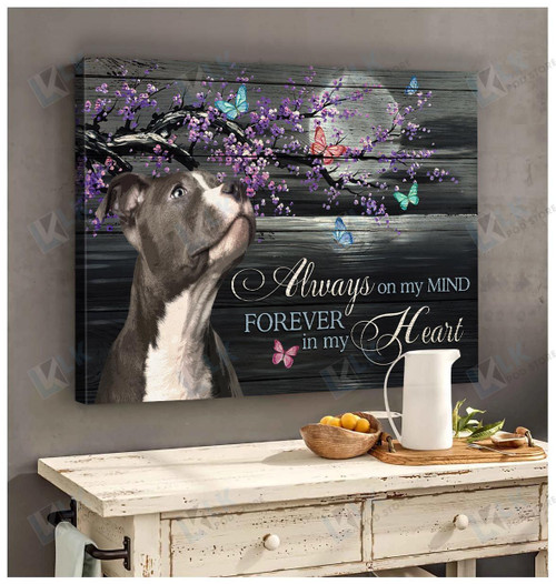 PITBULL - CANVAS Always on my mind | Framed, Best Gift, Pet Lover, Housewarming, Wall Art Print, Home Decor