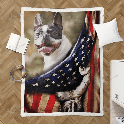 BOSTON Blanket Hand Drag Flag | | Gifts Dog Cat Lovers, Sherpa Fleece Blanket Throw, Home & Living
