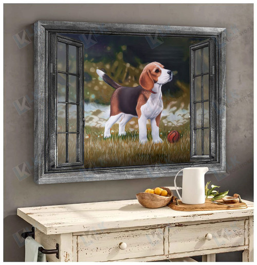 BEAGLE - CANVAS Window V2 [ID3-N] | Framed, Best Gift, Pet Lover, Housewarming, Wall Art Print, Home Decor