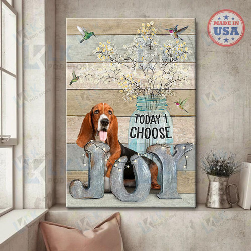 BASSET HOUND - CANVAS Today I Choose Joy [ID3-D] | Framed, Best Gift, Pet Lover, Housewarming, Wall Art Print, Home Decor