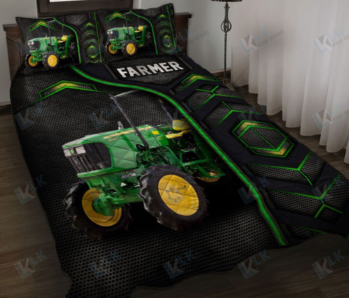 FARMER Quilt Bedding Set Carbon Pattern [ID3-D] | Quilt, 2 Pillow covers, Comforter, Bed Sheet Set