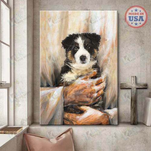 AUSTRALIAN SHEPHERD - CANVAS The Lord Hold Me [ID3-T] | Framed, Best Gift, Pet Lover, Housewarming, Wall Art Print, Home Decor